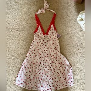 wild fable White Halter Dress with Red Chili Print